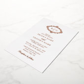 Echt Roos Gold Folie Krans Monogram Huwelijk Folie Uitnodiging (Gedraaid)