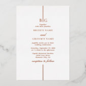 Echt Roos Gold Folie Minimal Monogram Huwelijk Folie Uitnodiging (Voorkant)