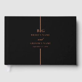 Echt Roos Gold Folie Minimal Monogram Huwelijk Gastenboek