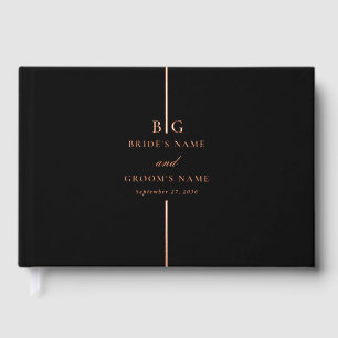 Echt Roos Gold Folie Minimal Monogram Huwelijk Gastenboek