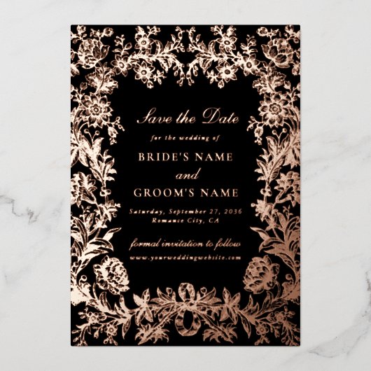 Echt Roos Gold Folie Wedding Save the Date Kaart (Voorkant)