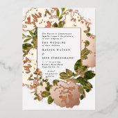 Echt Roos Goud en Elegant Waterverf Bruiloft Folie Uitnodiging (Voorkant)