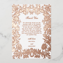 Echt Roos Gouden Folie Bloemen Huwelijk Bedankt Uitnodiging