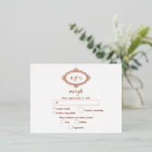 Echt Roos Gouden Folie Krans Wit Trouwen RSVP Folie Uitnodiging Briefkaart (Staand Voorkant)