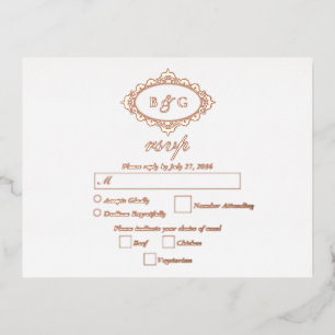 Echt Roos Gouden Folie Krans Wit Trouwen RSVP Uitnodiging Briefkaart
