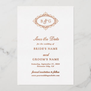 Echt Roos Gouden Folie Wit Huwelijk Save the Date Uitnodiging