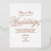 Echt Roos Gouden Folie Witte bruiloft Dank u Folie Uitnodiging (Voorkant)