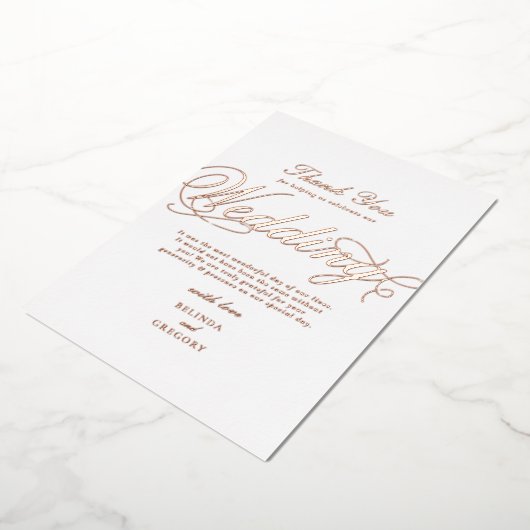 Echt Roos Gouden Folie Witte bruiloft Dank u Folie Uitnodiging (Gedraaid)