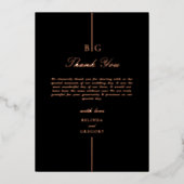 Echt Roos Gouden Folie Zwart Trouwen Dank u Folie Uitnodiging (Voorkant)