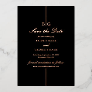 Echt Roos Gouden Folie Zwart Trouwen Save the Date Uitnodiging