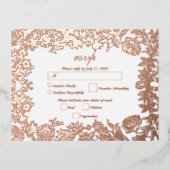Echt Roos Goudfolie Bloemen Botanische bruiloft RS Folie Uitnodiging Briefkaart (Voorkant)