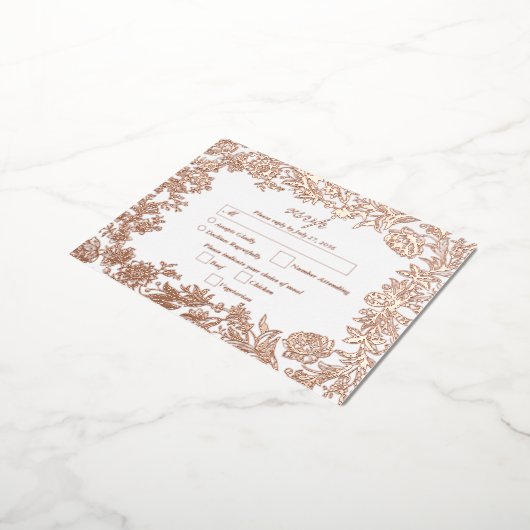 Echt Roos Goudfolie Bloemen Botanische bruiloft RS Folie Uitnodiging Briefkaart (Gedraaid)