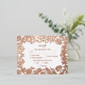 Echt Roos Goudfolie Bloemen Botanische bruiloft RS Folie Uitnodiging Briefkaart (Staand Voorkant)