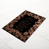 Echt Roos Goudfolie Bloemen Botanische Zwarte Huwe Folie Uitnodiging (Gedraaid)