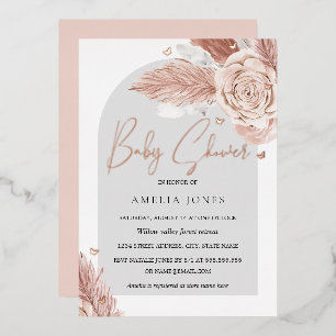 ECHT ROZE GOUD FOLIE Roze Bloem Boog Baby Shower F Uitnodiging