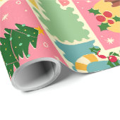 Echt rustieke retro kerst peperkoek Boom Cadeaupapier (Rol Hoek)