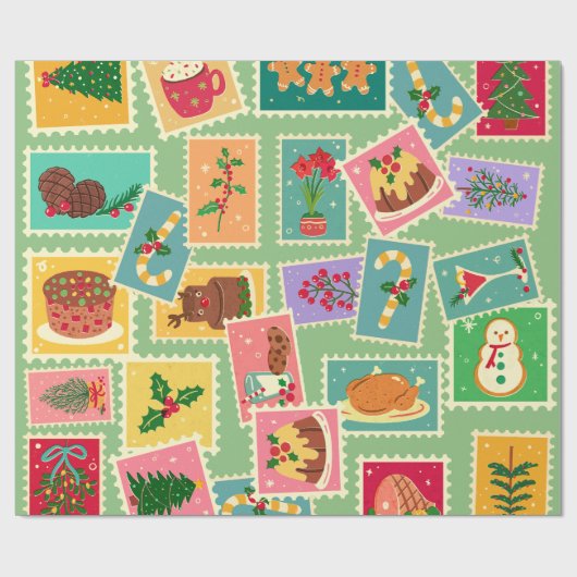 Echt rustieke retro kerst peperkoek Boom Cadeaupapier (Vlak)