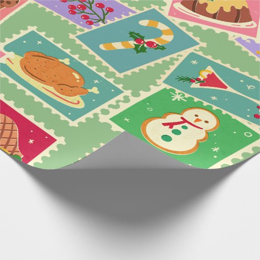 Echt rustieke retro kerst peperkoek Boom Cadeaupapier (Hoek)