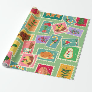 Echt rustieke retro kerst peperkoek Boom Cadeaupapier