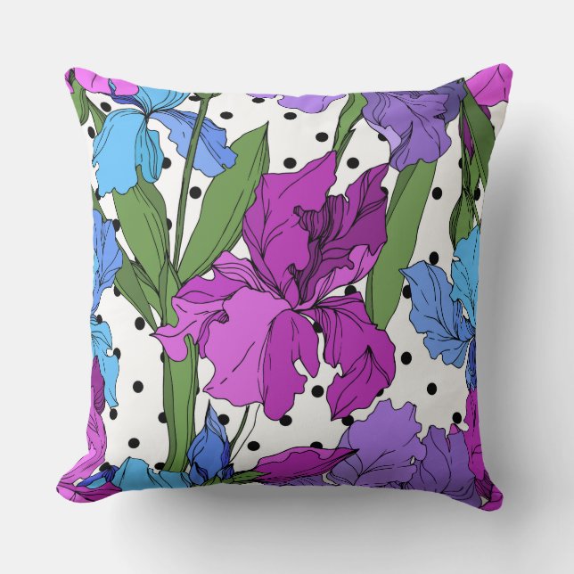 Echt schattig en leuk paars, groen, stippen kussen (Voorkant)