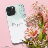 Echt schattig en minimaal meisjesblauw monogram iPhone hoesje