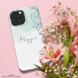 Echt schattig en minimaal meisjesblauw monogram iPhone 13 pro max hoesje