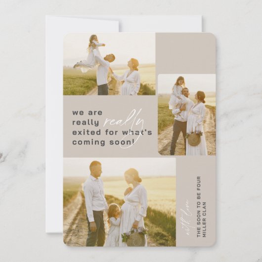 Echt verlaten Beige vakantie zwangerschap aankondi Feestdagenkaart (Voorkant)