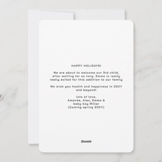 Echt verlaten Beige vakantie zwangerschap aankondi Feestdagenkaart (Achterkant)