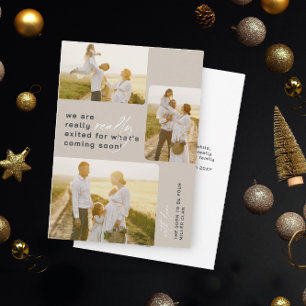 Echt verlaten Beige vakantie zwangerschap aankondi Feestdagenkaart