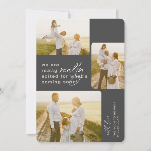 Echt verlaten grijze vakantie zwangerschap aankond feestdagenkaart (Voorkant)