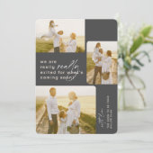 Echt verlaten grijze vakantie zwangerschap aankond feestdagenkaart (Staand voorkant)