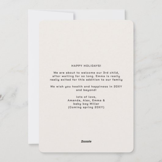 Echt verlaten grijze vakantie zwangerschap aankond feestdagenkaart (Achterkant)