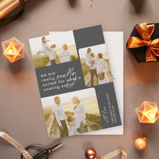 Echt verlaten grijze vakantie zwangerschap aankond feestdagenkaart