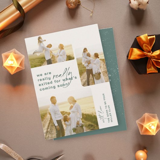 Echt verlaten groene vakantie zwangerschap aankond feestdagenkaart