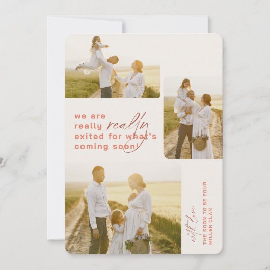 Echt verlaten rode vakantie zwangerschap aankondig feestdagenkaart (Voorkant)