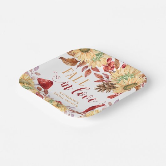 Echt Verliefd Worden Rustieke Bloemige Herfst Brui Papieren Bordje (Gebogen)
