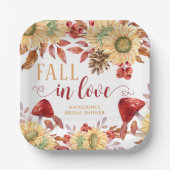 Echt Verliefd Worden Rustieke Bloemige Herfst Brui Papieren Bordje (Voorkant)