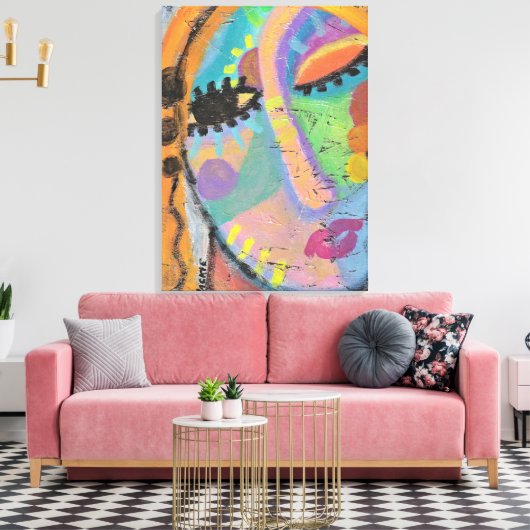 Echt waar? Abstract acrylportret van een vrouw Canvas Afdruk (Insitu (Woonkamer))