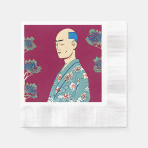 Echt waar Cool Retro Japans design Paars Napkins Servet