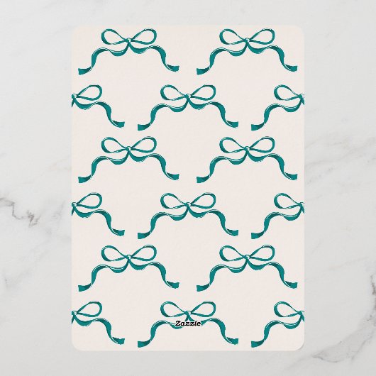 Echt Zilver en Turquoise Bogen Ovaal Fotovakantie Folie Feestdagenkaart (Achterkant)