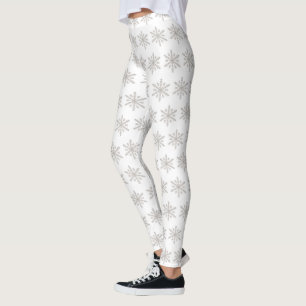 Echt zilver sneeuwvlok patroon leggings