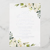 ECHT ZILVEREN FOLIE Bloem 25-jarig jubileum Folie Folie Uitnodiging (Voorkant)