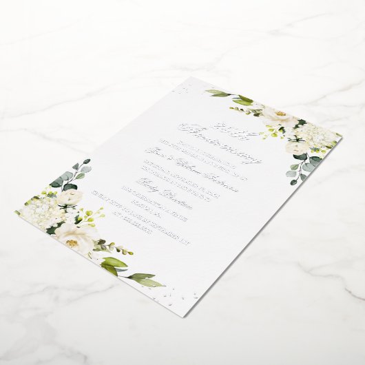 ECHT ZILVEREN FOLIE Bloem 25-jarig jubileum Folie Folie Uitnodiging (Gedraaid)