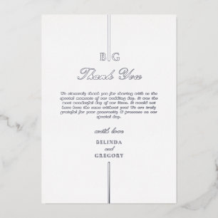 Echt zilveren folie Monogram bruiloft Dank u Folie Uitnodiging