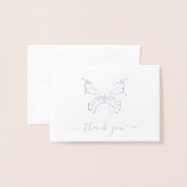 Echt zilveren folie vlinder foto bruiloft dank u folie kaarten (Voorkant met envelop)