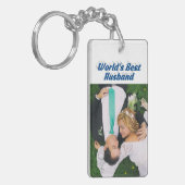 Echtband Foto met zee blauwe tekst Sleutelhanger (Voorkant Links)