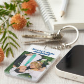 Echtband Foto met zee blauwe tekst Sleutelhanger (Voorkant Rechts)