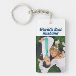 Echtband Foto met zee blauwe tekst Sleutelhanger