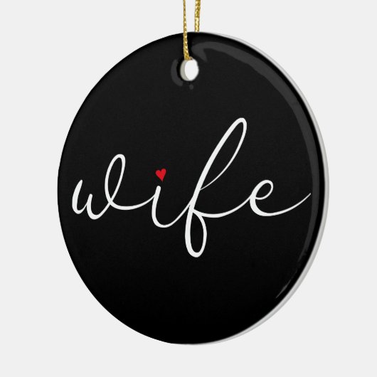 Echtbare definitie zwart-witscript rood hart keramisch ornament (Links)