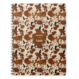 Echte 100% Latte Koehuid Patroon | Neutraal  Notitieboek